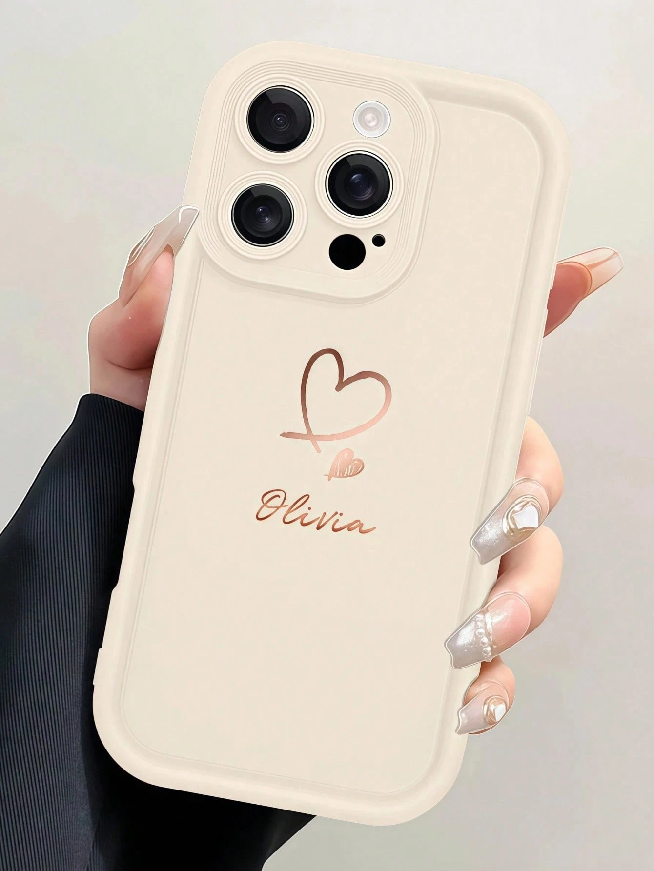 1pc Customized Personalized Unique Couple Name Design Silicone Phone Case, Minimalist, Fashionable, Cute, Distinctive Design, Compatible With Apple 17, 16, 15, 14, 13, 12, 11, X, XR, Xs, 7, Plus, Pro