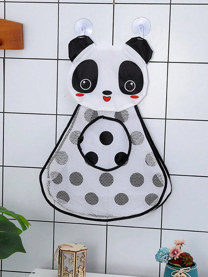 1pc Cute Animal Shaped Mesh Storage Bag Set: Includes Adorable Frog, Duck, Panda And Tiger Designs, These Hanging Storage Bags With Convenient Suction Cups Are Perfect For Neatly Storing Bathroom Supp