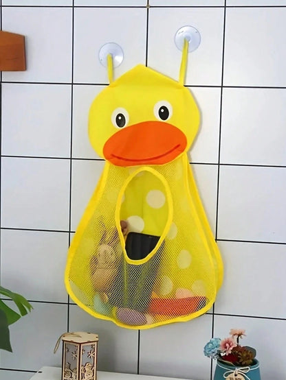 1pc Cute Animal Shaped Mesh Storage Bag Set: Includes Adorable Frog, Duck, Panda And Tiger Designs, These Hanging Storage Bags With Convenient Suction Cups Are Perfect For Neatly Storing Bathroom Supp