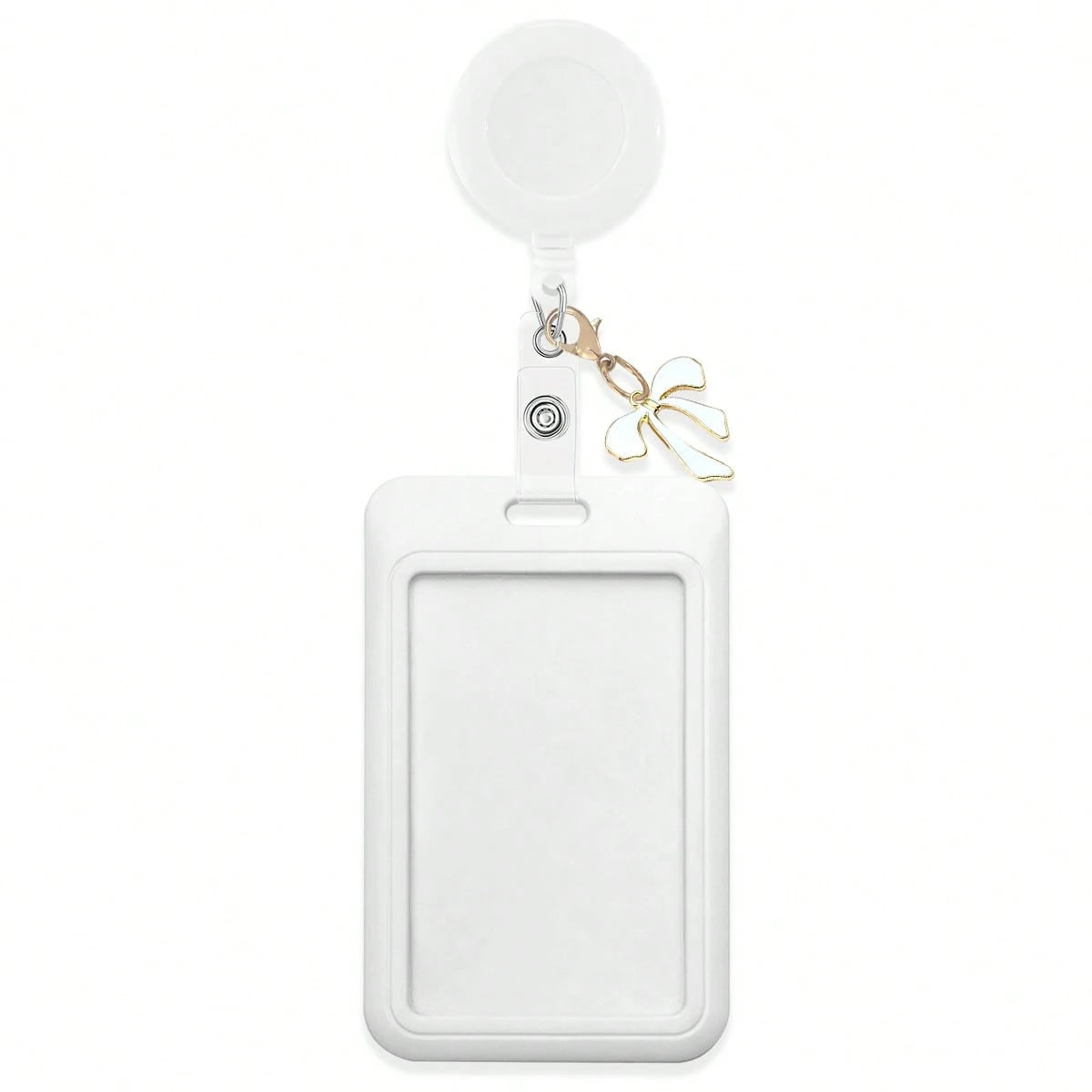 1pc Cute Badge Reel ID Card Holder, With Badge Reel Decor Bow, Hard Plastic Card Holder Suitable For Bus Card, Credit Card And Access Card, Suitable As Gift For Doctors, Nurses, Teachers And Office Wo