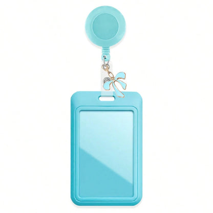 1pc Cute Badge Reel ID Card Holder, With Badge Reel Decor Bow, Hard Plastic Card Holder Suitable For Bus Card, Credit Card And Access Card, Suitable As Gift For Doctors, Nurses, Teachers And Office Wo