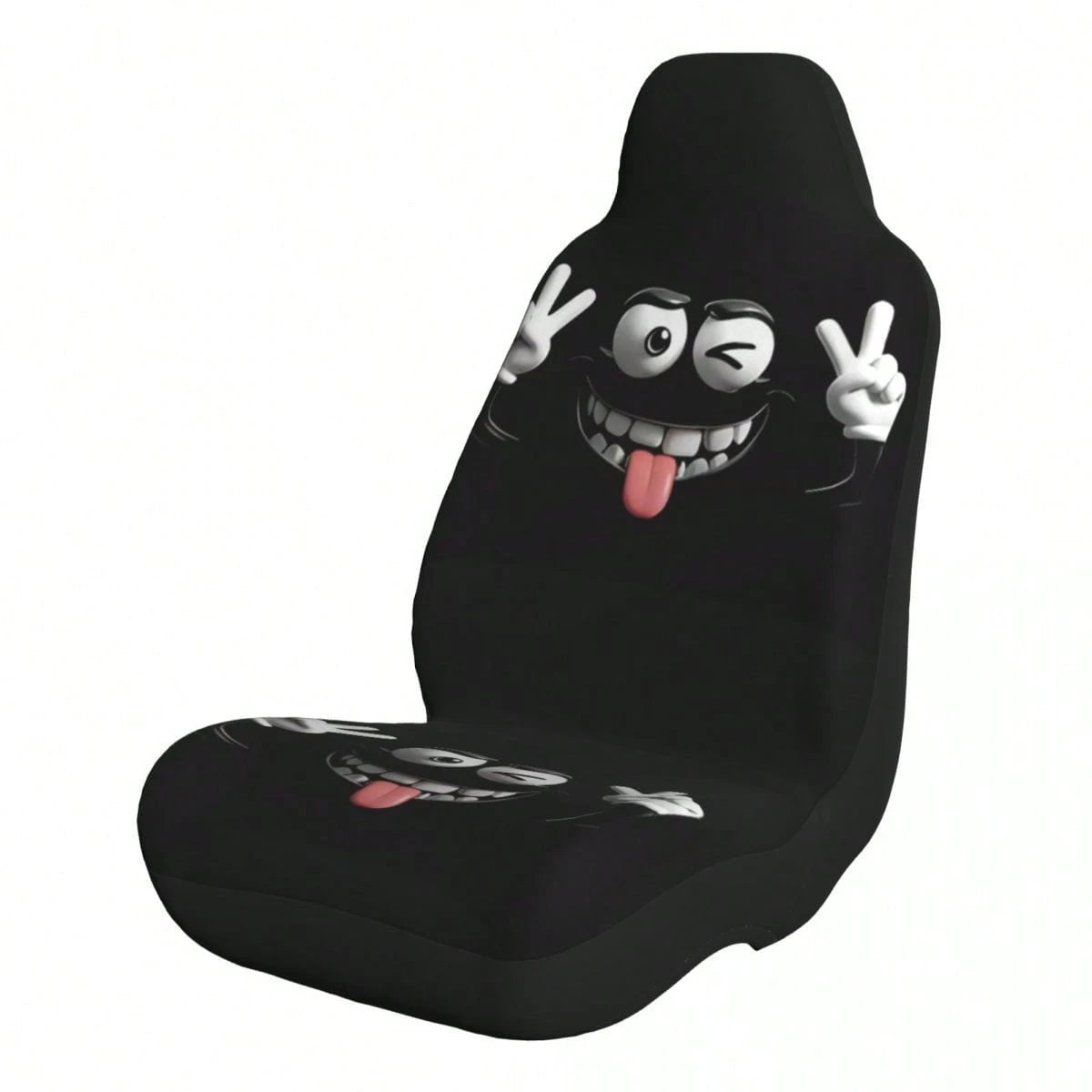 1pc Cute Cartoon Print Car Seat Cover, Car Accessories, Expression Element Women's Car Seat Cover, Car Decoration, Car Interior Accessories, Women's Car Seat Cover, Full Set Car Essentials, Suitable F