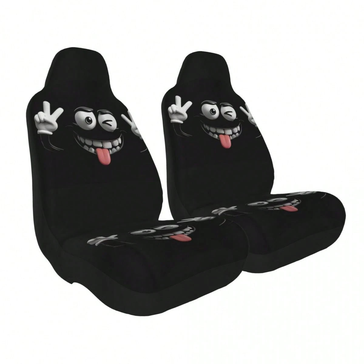 1pc Cute Cartoon Print Car Seat Cover, Car Accessories, Expression Element Women's Car Seat Cover, Car Decoration, Car Interior Accessories, Women's Car Seat Cover, Full Set Car Essentials, Suitable F