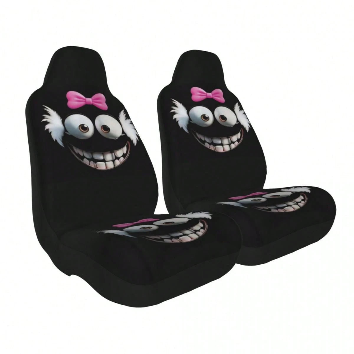 1pc Cute Cartoon Print Car Seat Cover, Car Accessories, Expression Element Women's Car Seat Cover, Car Decoration, Car Interior Accessories, Women's Car Seat Cover, Full Set Car Essentials, Suitable F