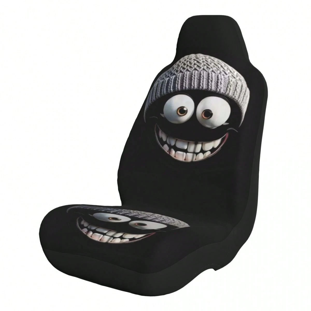 1pc Cute Cartoon Print Car Seat Cover, Car Accessories, Expression Element Women's Car Seat Cover, Car Decoration, Car Interior Accessories, Women's Car Seat Cover, Full Set Car Essentials, Suitable F