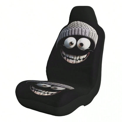 1pc Cute Cartoon Print Car Seat Cover, Car Accessories, Expression Element Women's Car Seat Cover, Car Decoration, Car Interior Accessories, Women's Car Seat Cover, Full Set Car Essentials, Suitable F