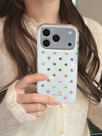 1pc Cute Colorful Polka Dot & Glacier Texture Soft Phone Case Compatible With IPhone 17 Pro Max, 17 Pro, 17 Air, 17, 12, 13, 14, 15, 16 Pro Max, 14 Plus, 15 Plus, 16 Plus, 11, 17, 16, 15, 14, 13, 12