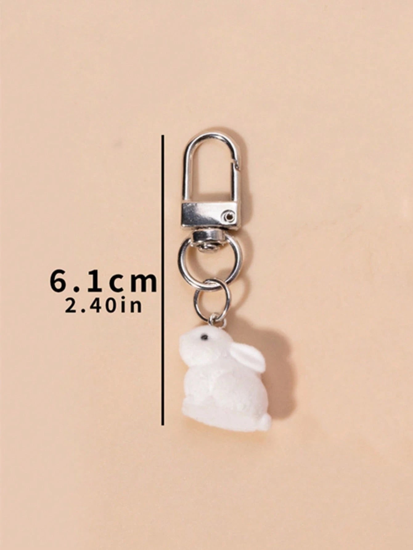 1pc Cute Flocked Rabbit Keychain Cartoon Animal Pendant Unisex Personalized Gift For Friends And Couples Bag Charm Car Accessories For Woman Gifts For Women