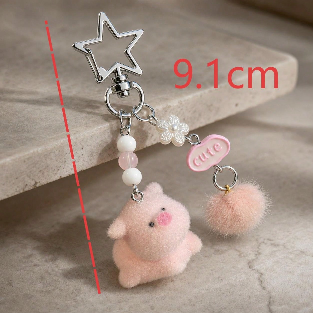1pc Cute Flocked Rabbit Keychain Cartoon Animal Pendant Unisex Personalized Gift For Friends And Couples Bag Charm Car Accessories For Woman Gifts For Women