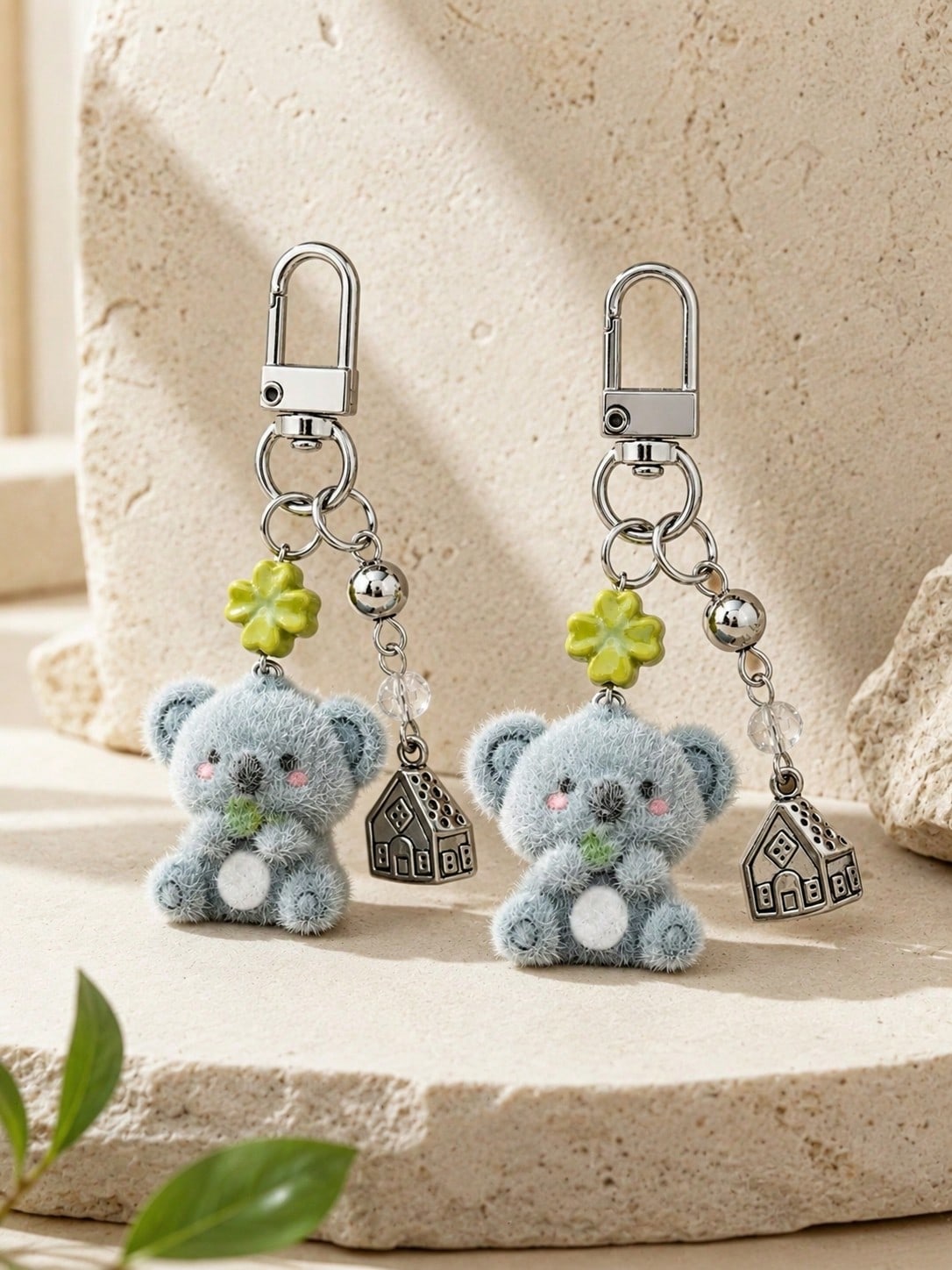 1pc Cute Flocked Rabbit Keychain Cartoon Animal Pendant Unisex Personalized Gift For Friends And Couples Bag Charm Car Accessories For Woman Gifts For Women