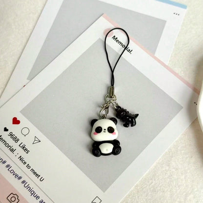 1pc Cute Panda Phone Chain Decoration, Universal Smartphone, Niche Frog Decoration, Minimalist Healing Small Pendant, Can Decorate Keychain And Bag