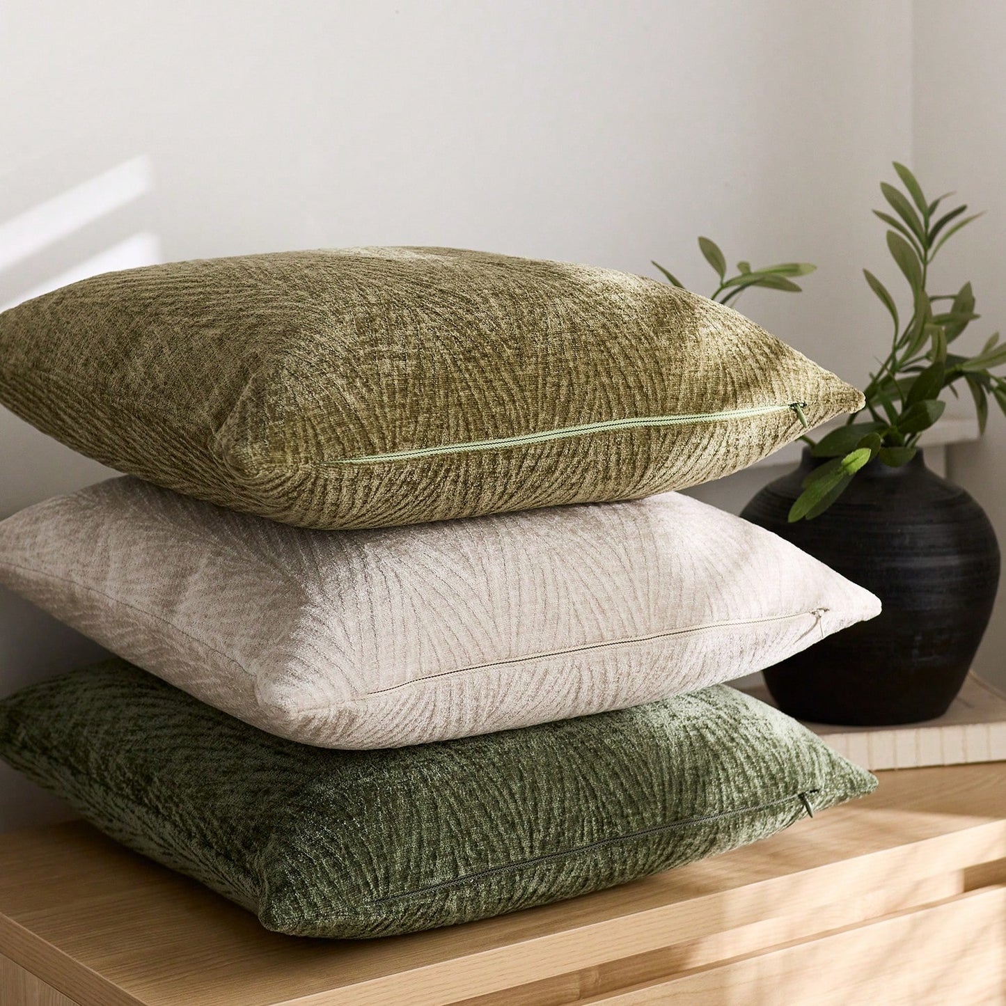 1pc Dark Green (Insert Not Included) Vintage 3D Leaf Textured Pillow Cover, Fashionable Minimalist Farmhouse Chenille Soft Thick Cushion Cover, Suitable For Daily Home Decor, Holiday Gift, Sofa, Bed