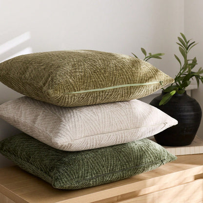 1pc Dark Green (Insert Not Included) Vintage 3D Leaf Textured Pillow Cover, Fashionable Minimalist Farmhouse Chenille Soft Thick Cushion Cover, Suitable For Daily Home Decor, Holiday Gift, Sofa, Bed