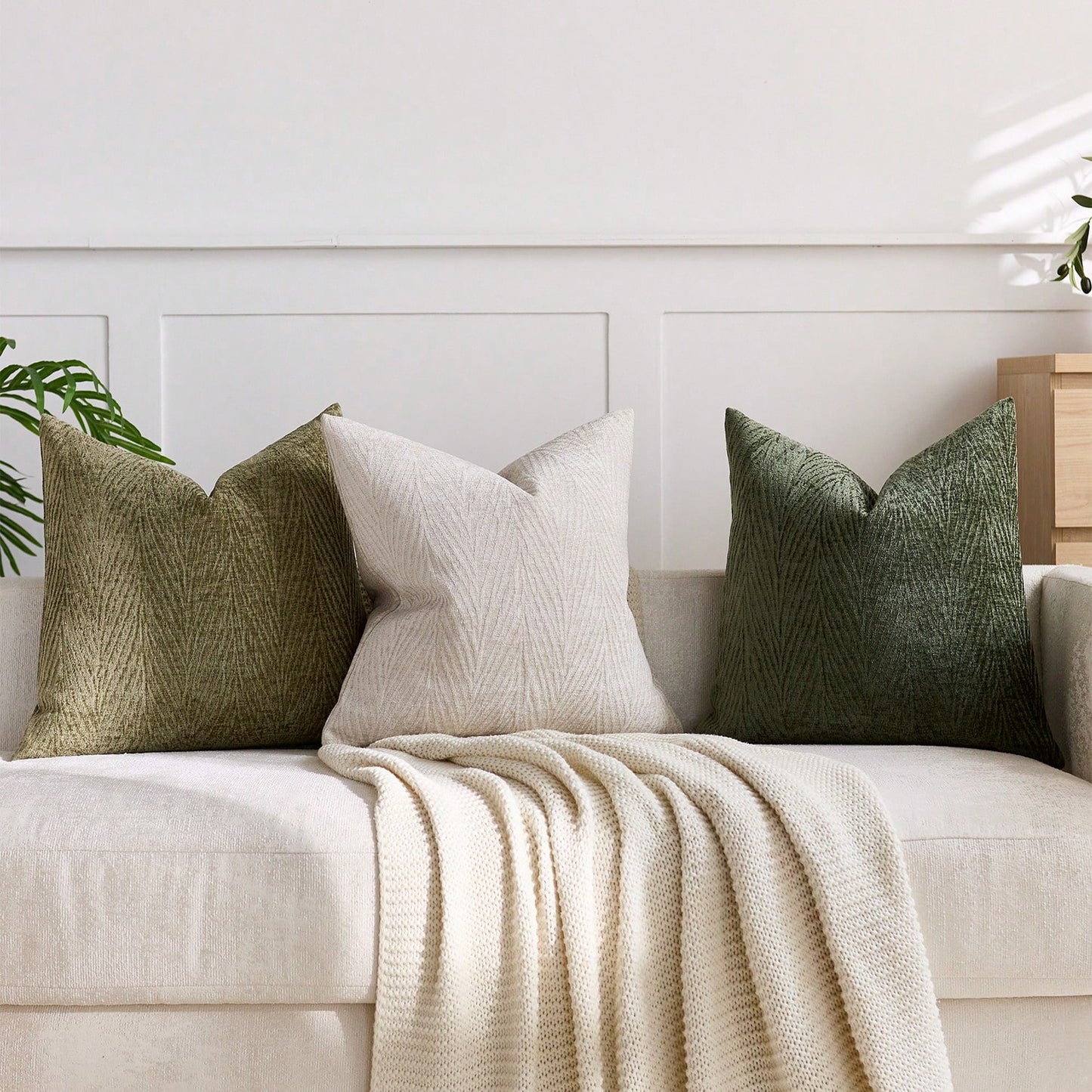 1pc Dark Green (Insert Not Included) Vintage 3D Leaf Textured Pillow Cover, Fashionable Minimalist Farmhouse Chenille Soft Thick Cushion Cover, Suitable For Daily Home Decor, Holiday Gift, Sofa, Bed