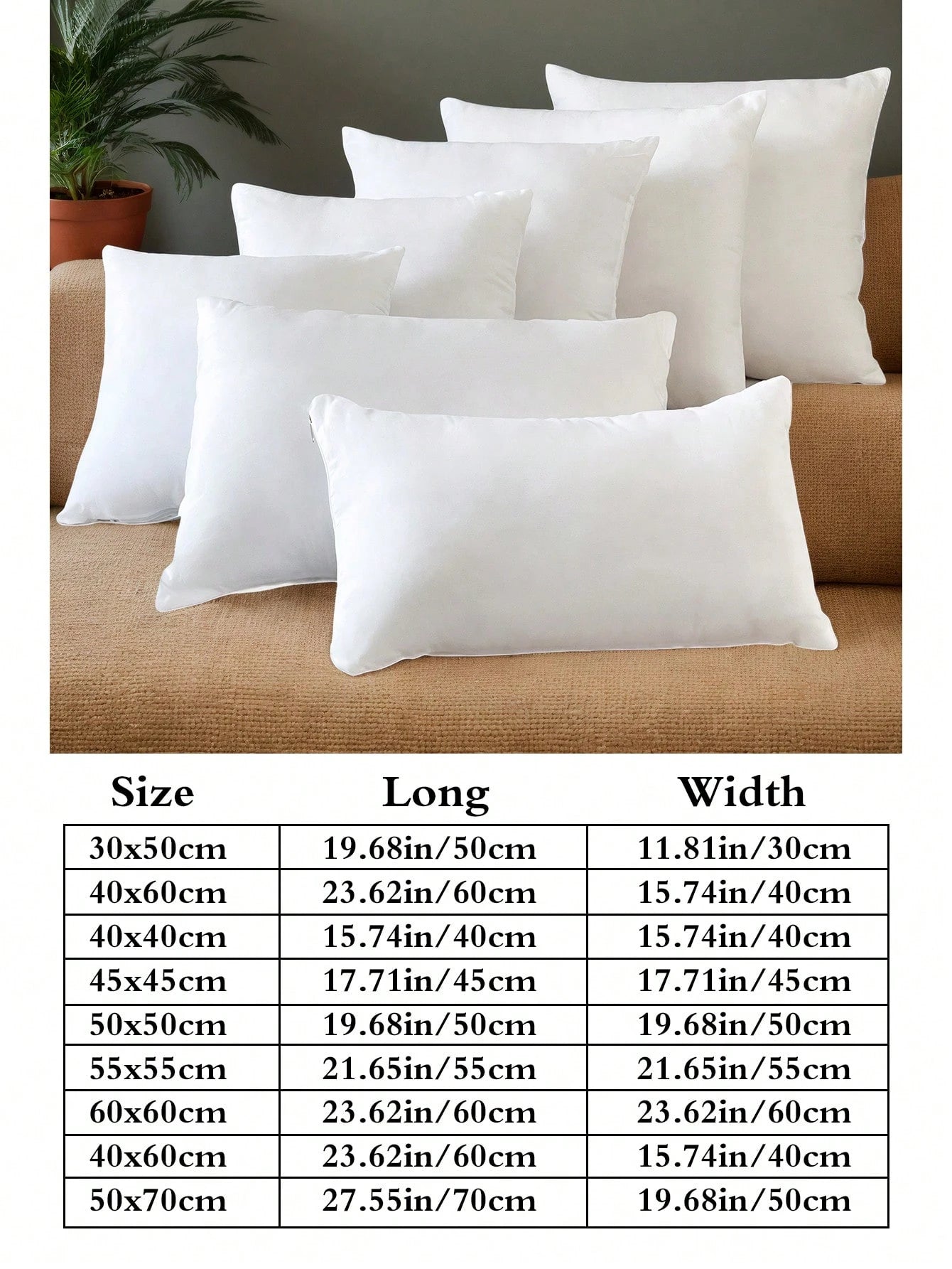 1pc Decorative Pillow Insert, Soft & Fluffy Home Decor Filler For Living Room, Bedroom, Sofa