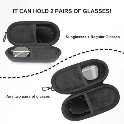 1PC Double Layer Glasses Case, Can Store Two Pairs Of Glasses, Equipped With Clip And Zipper Closure Fashion Glasses Zipper Bag, Foldable Glasses Storage Box Round Earphone Storage Packaging Box