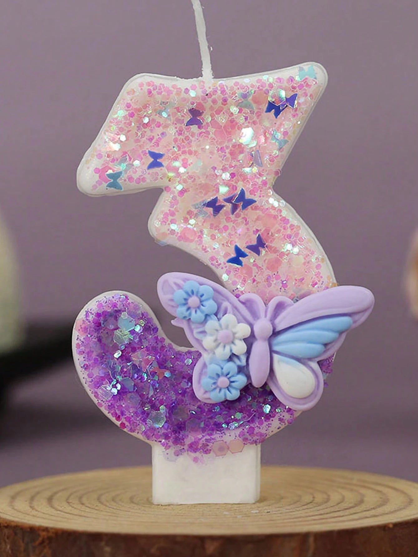1pc Elegant Butterfly Number Birthday Candle 0-9, Wedding, Anniversary, Baby Shower, Bridal Shower, Birthday, Housewarming Party- Glitter Cake Decoration Ornaments- Paraffin Wax Cake Decoration Supp
