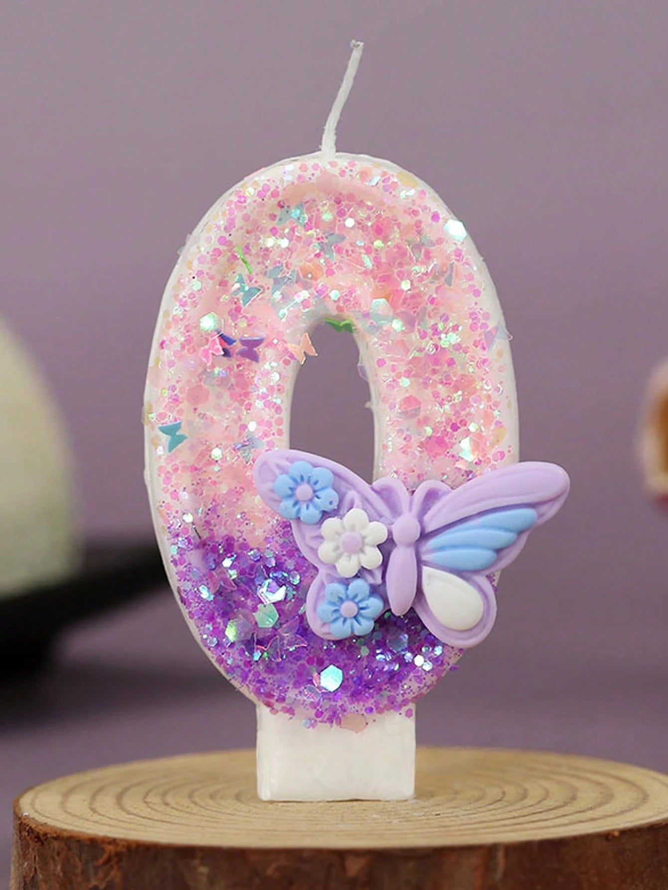 1pc Elegant Butterfly Number Birthday Candle 0-9, Wedding, Anniversary, Baby Shower, Bridal Shower, Birthday, Housewarming Party- Glitter Cake Decoration Ornaments- Paraffin Wax Cake Decoration Supp