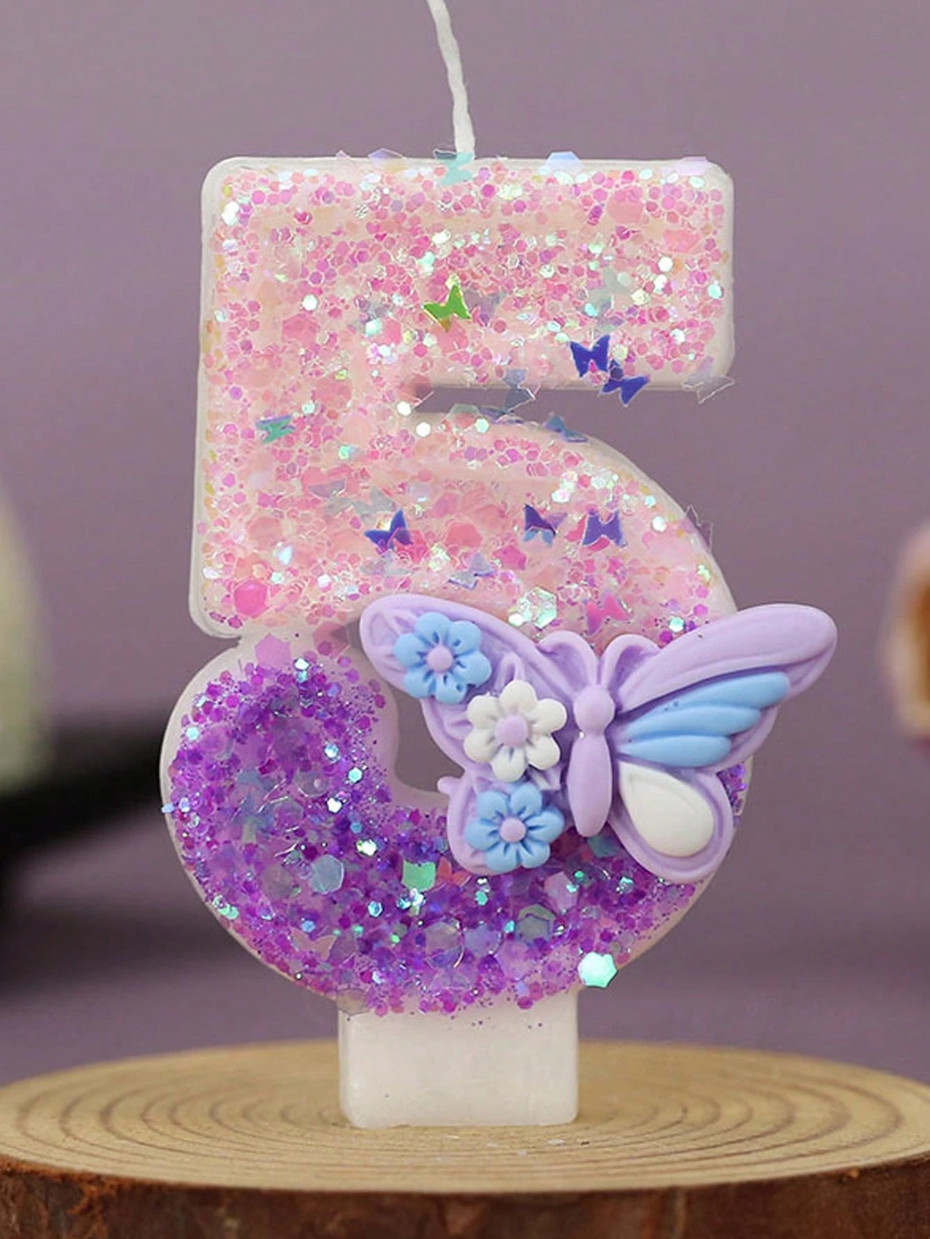 1pc Elegant Butterfly Number Birthday Candle 0-9, Wedding, Anniversary, Baby Shower, Bridal Shower, Birthday, Housewarming Party- Glitter Cake Decoration Ornaments- Paraffin Wax Cake Decoration Supp