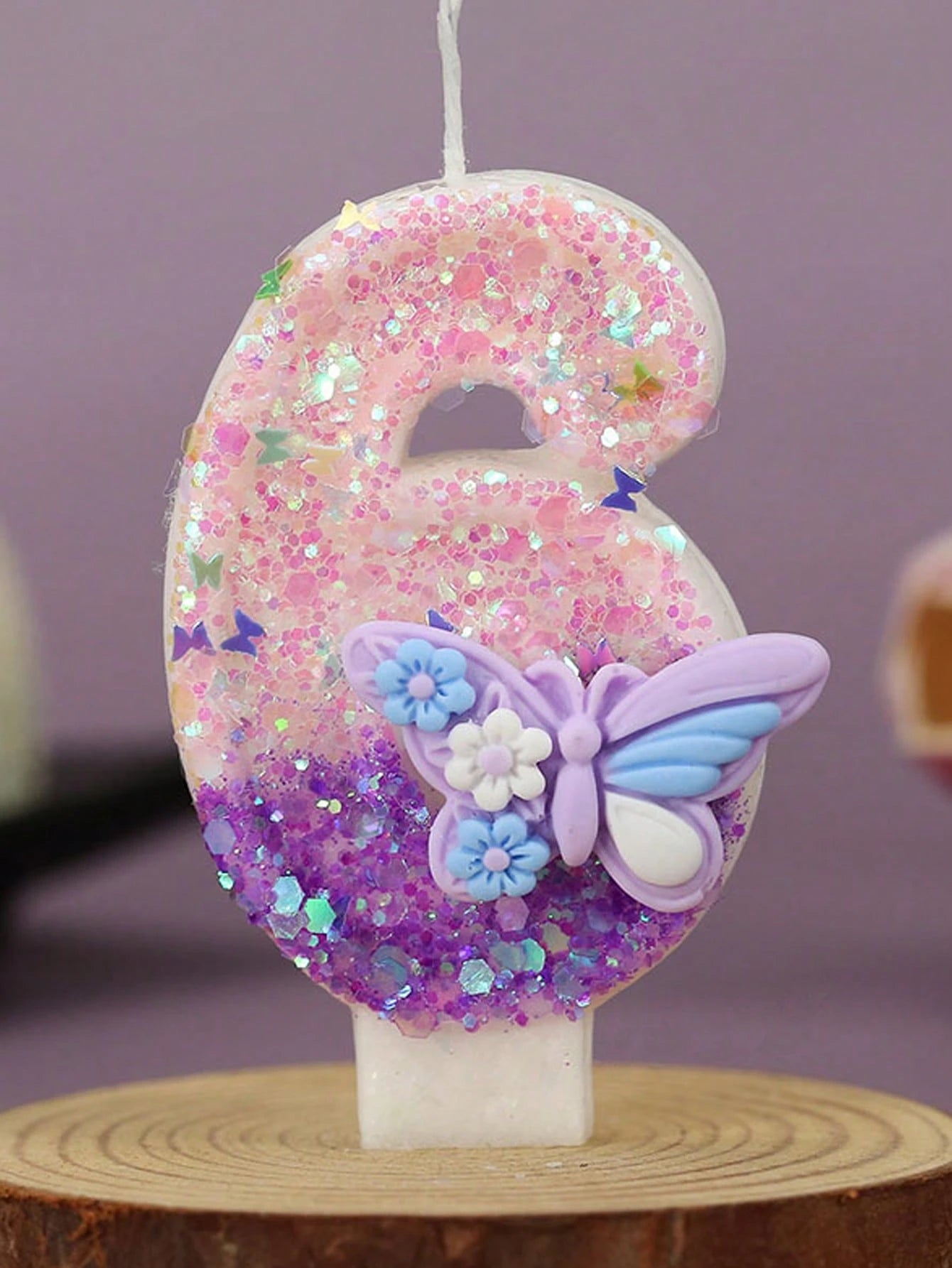 1pc Elegant Butterfly Number Birthday Candle 0-9, Wedding, Anniversary, Baby Shower, Bridal Shower, Birthday, Housewarming Party- Glitter Cake Decoration Ornaments- Paraffin Wax Cake Decoration Supp