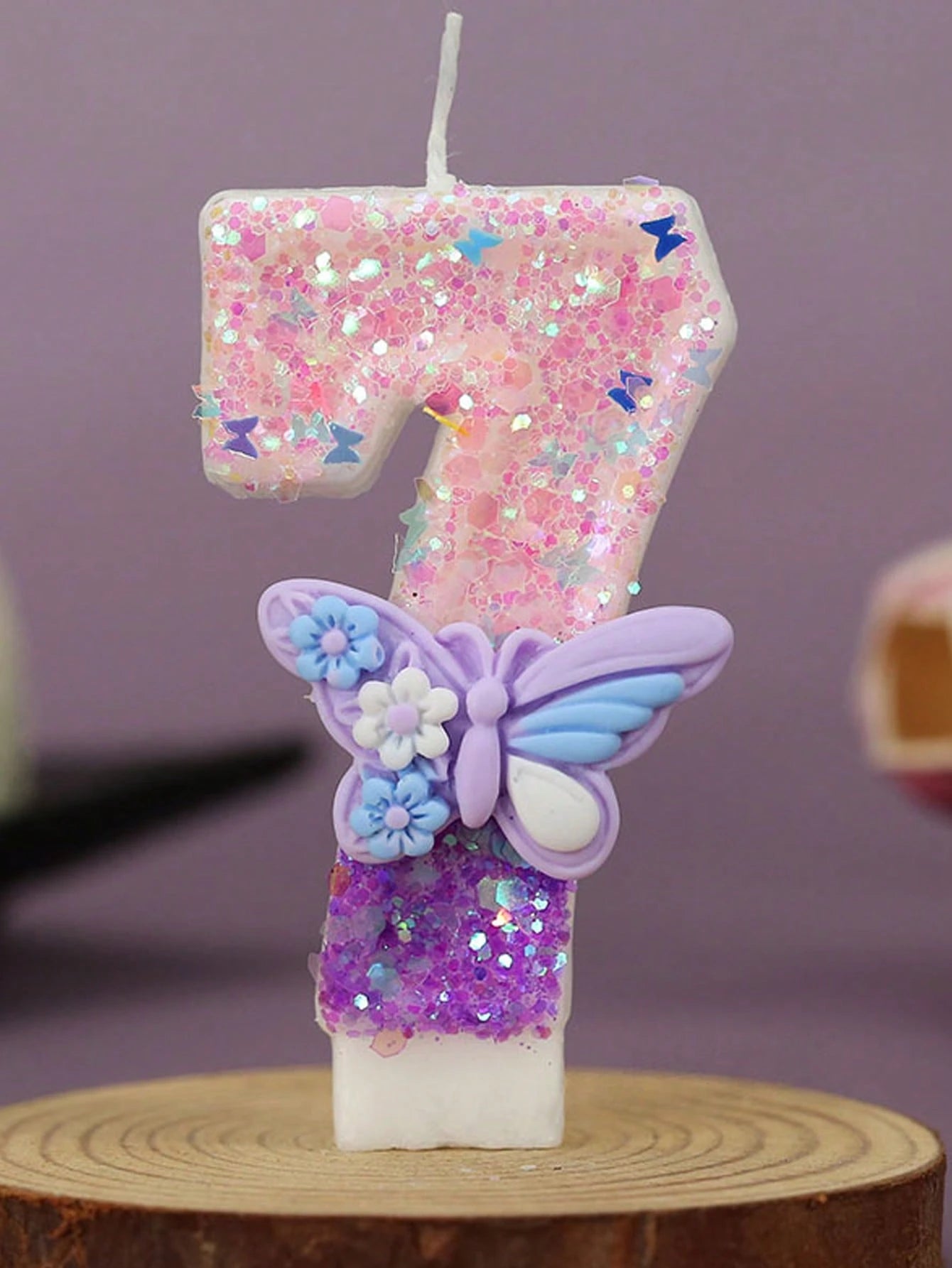 1pc Elegant Butterfly Number Birthday Candle 0-9, Wedding, Anniversary, Baby Shower, Bridal Shower, Birthday, Housewarming Party- Glitter Cake Decoration Ornaments- Paraffin Wax Cake Decoration Supp