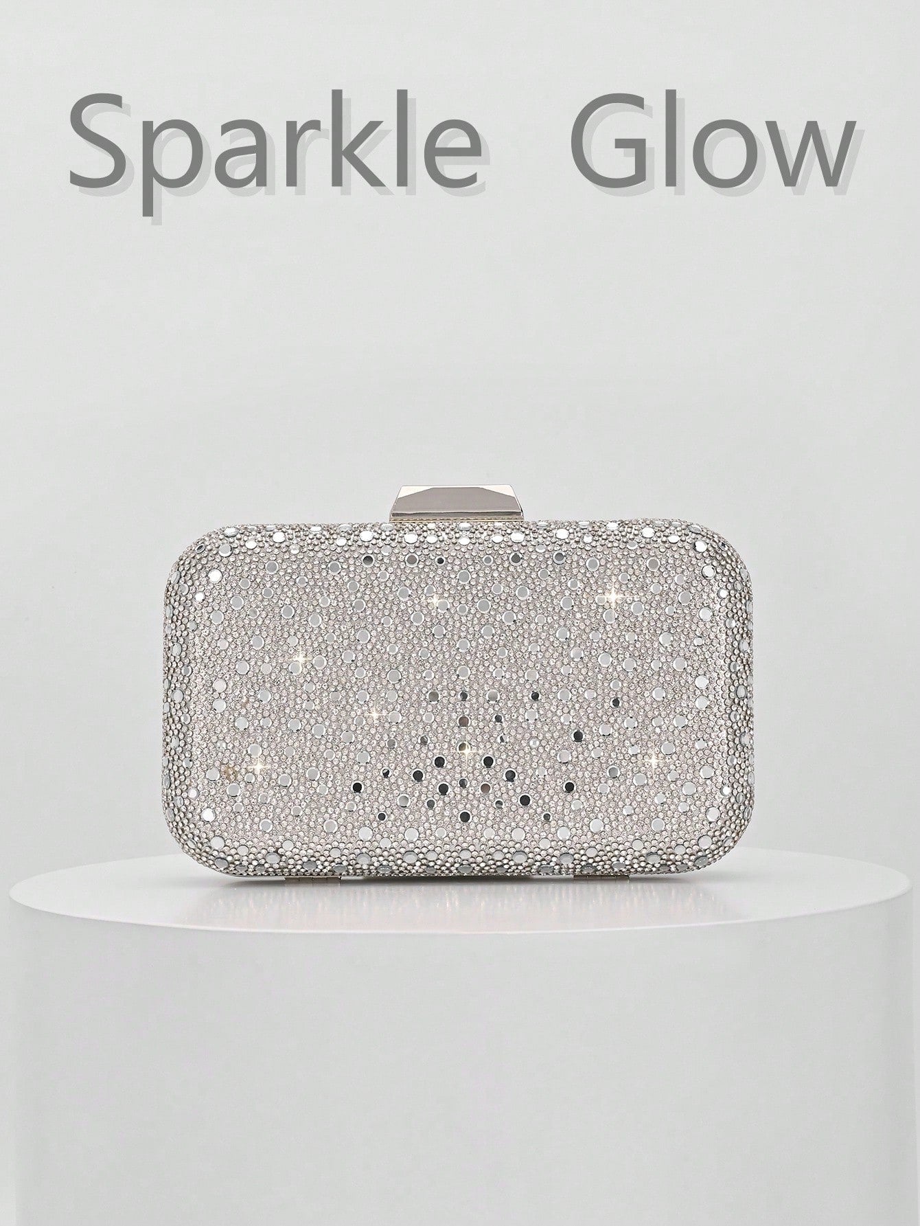 1pc Elegant Shiny Silver Sequin Crystal Decorated Clutch Bag, Luxury Fashion Shoulder Bag, Suitable For Evening Party, Wedding And Other Formal Occasions, Perfect Gift For Female Friends- Ideal Choic