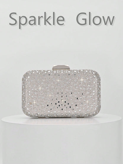 1pc Elegant Shiny Silver Sequin Crystal Decorated Clutch Bag, Luxury Fashion Shoulder Bag, Suitable For Evening Party, Wedding And Other Formal Occasions, Perfect Gift For Female Friends- Ideal Choic
