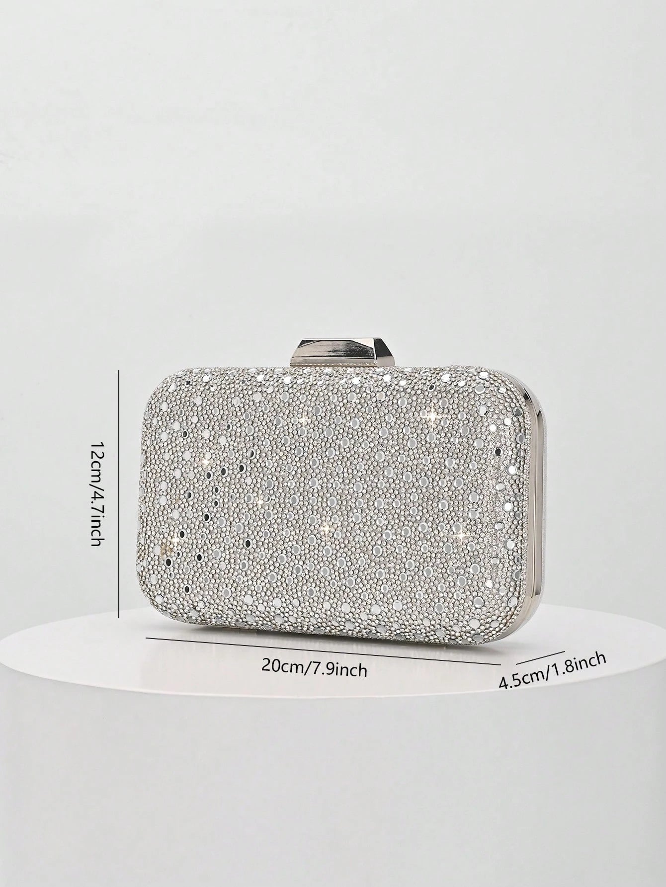 1pc Elegant Shiny Silver Sequin Crystal Decorated Clutch Bag, Luxury Fashion Shoulder Bag, Suitable For Evening Party, Wedding And Other Formal Occasions, Perfect Gift For Female Friends- Ideal Choic