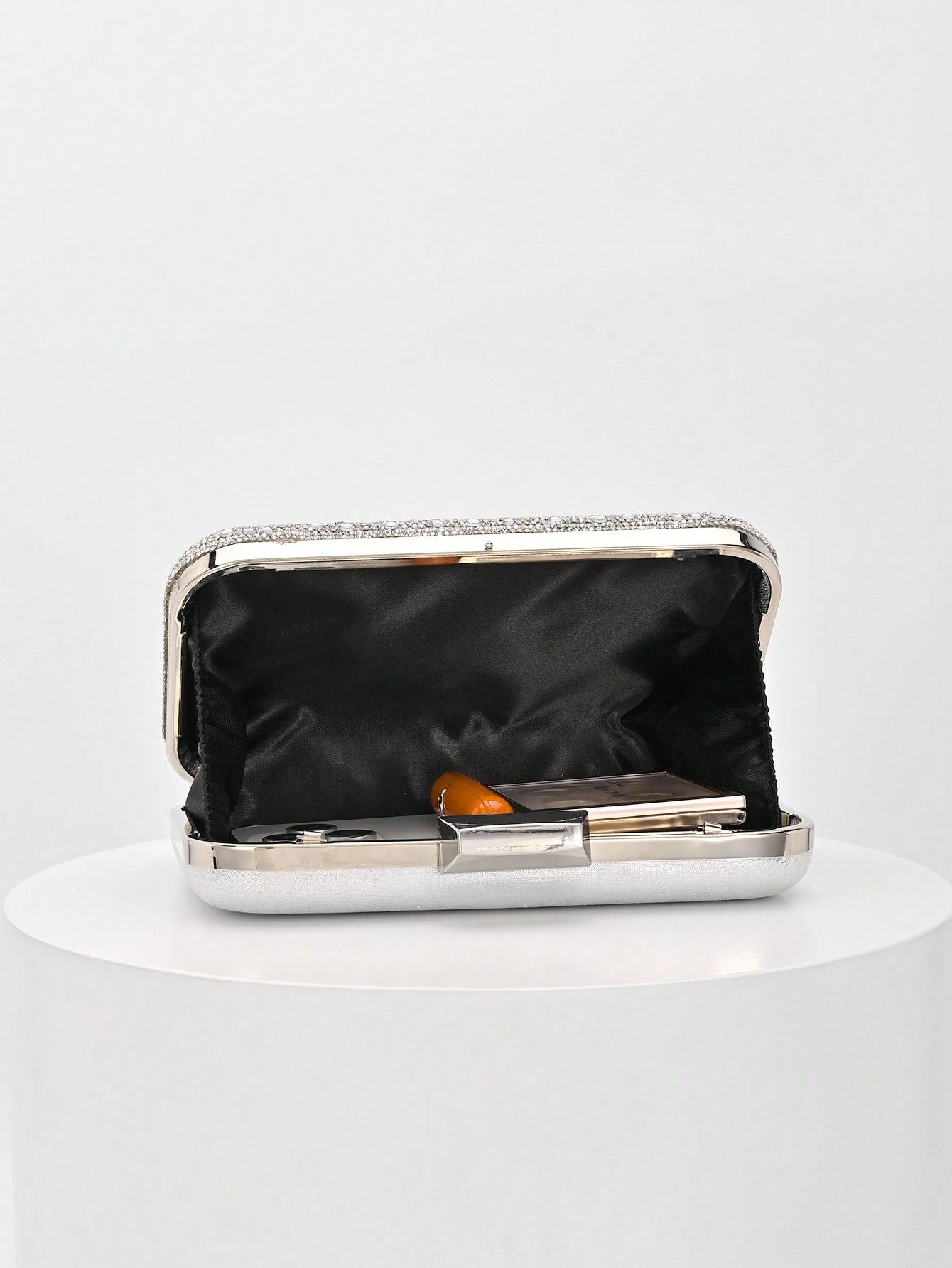1pc Elegant Shiny Silver Sequin Crystal Decorated Clutch Bag, Luxury Fashion Shoulder Bag, Suitable For Evening Party, Wedding And Other Formal Occasions, Perfect Gift For Female Friends- Ideal Choic