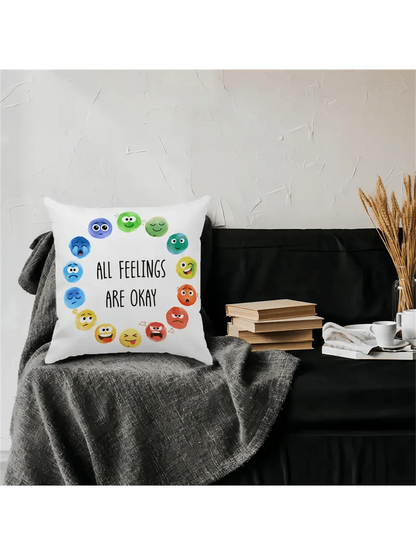1pc Emotion Wheel Throw Pillow Cover- Vibrant Emotion Design, Soft & Comfortable, Removable Cover, Suitable For Classroom Emotional Intelligence Teaching, School Counselor Office Decor, Pillow Insert