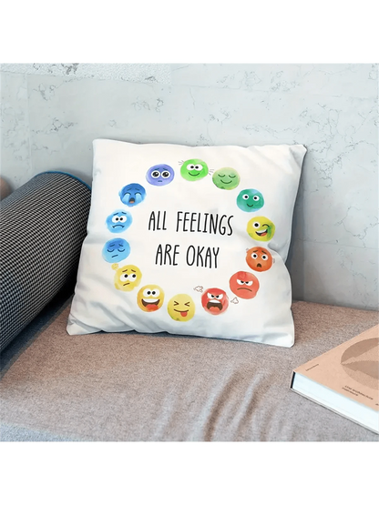 1pc Emotion Wheel Throw Pillow Cover- Vibrant Emotion Design, Soft & Comfortable, Removable Cover, Suitable For Classroom Emotional Intelligence Teaching, School Counselor Office Decor, Pillow Insert