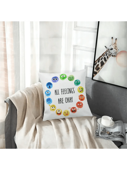 1pc Emotion Wheel Throw Pillow Cover- Vibrant Emotion Design, Soft & Comfortable, Removable Cover, Suitable For Classroom Emotional Intelligence Teaching, School Counselor Office Decor, Pillow Insert