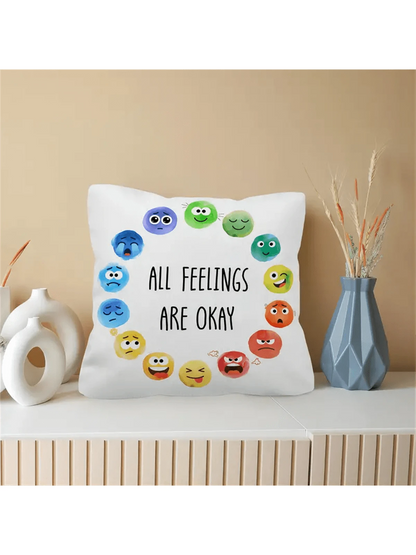 1pc Emotion Wheel Throw Pillow Cover- Vibrant Emotion Design, Soft & Comfortable, Removable Cover, Suitable For Classroom Emotional Intelligence Teaching, School Counselor Office Decor, Pillow Insert
