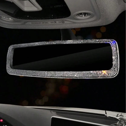 1pc Eye-Catching Car Rearview Mirror Decor Cover, Creative Personalized Cute Rhinestone Car Interior Decoration, Artificial Diamond Reverse Mirror Ornament, Universal Fit For Most Car Models, Gift For