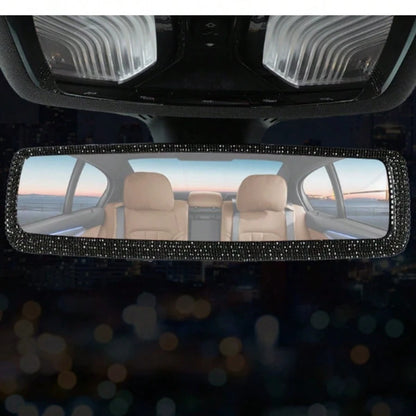 1pc Eye-Catching Car Rearview Mirror Decor Cover, Creative Personalized Cute Rhinestone Car Interior Decoration, Artificial Diamond Reverse Mirror Ornament, Universal Fit For Most Car Models, Gift For
