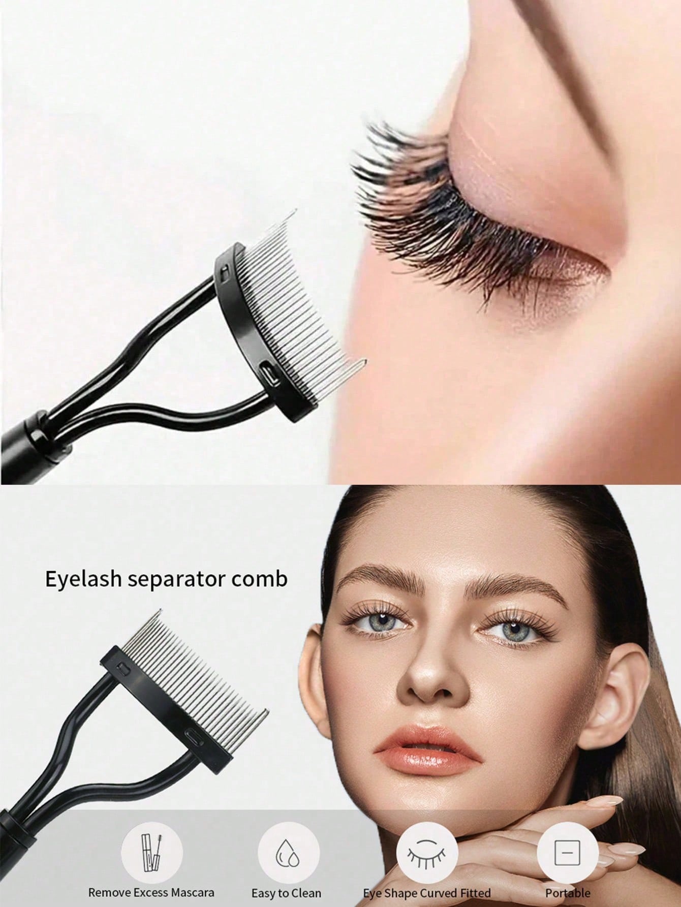 1pc Eyelash Comb, Eyelash Separator, Steel Needle Eyelash Comb, Stainless Steel Fine-Tooth Comb, Eyelash Comb For Separating And Grooming Lashes, Portable Eyelash Curling Aid, Makeup Tools, False Eyel