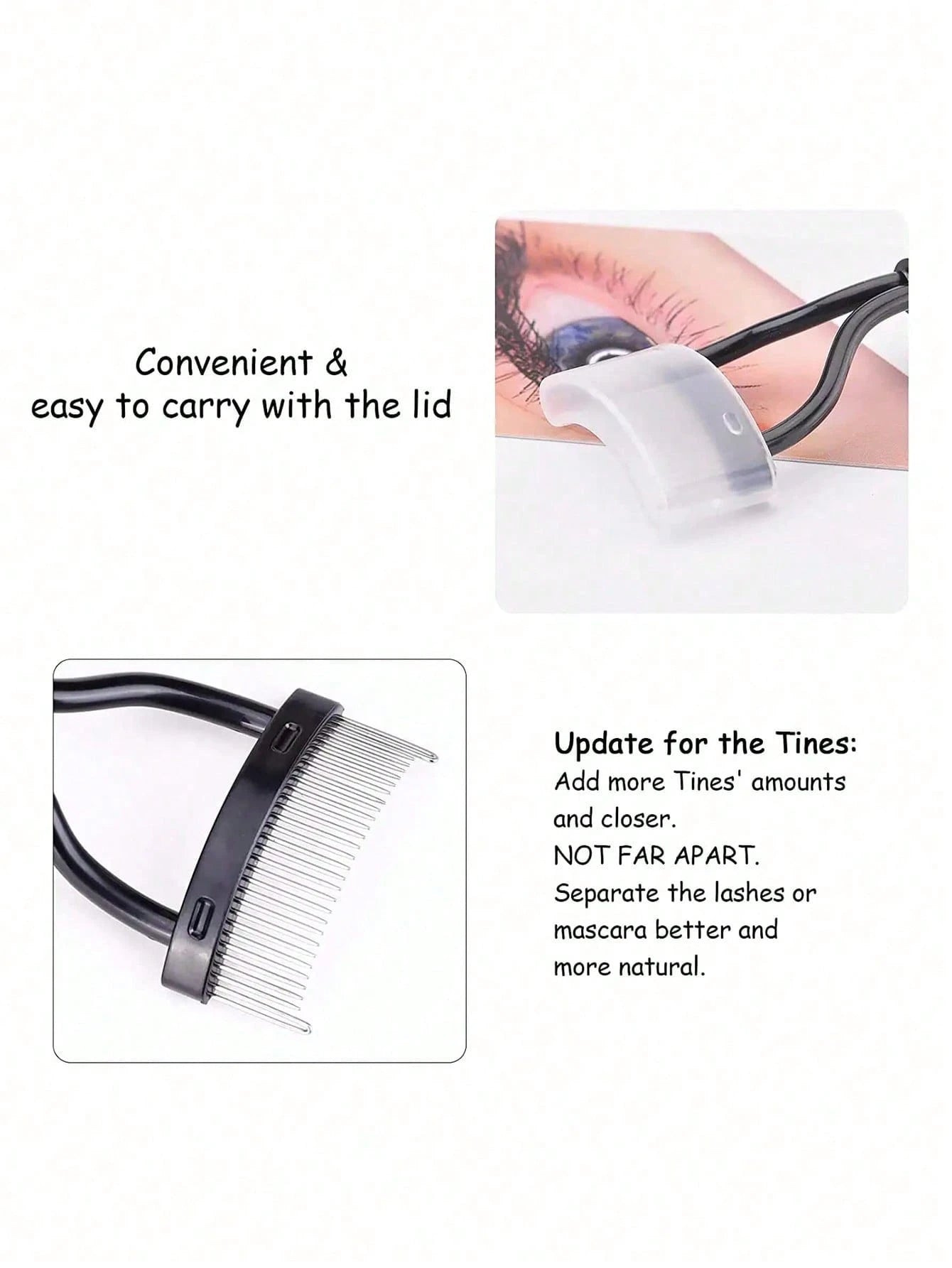 1pc Eyelash Comb, Eyelash Separator, Steel Needle Eyelash Comb, Stainless Steel Fine-Tooth Comb, Eyelash Comb For Separating And Grooming Lashes, Portable Eyelash Curling Aid, Makeup Tools, False Eyel