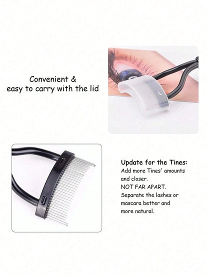 1pc Eyelash Comb, Eyelash Separator, Steel Needle Eyelash Comb, Stainless Steel Fine-Tooth Comb, Eyelash Comb For Separating And Grooming Lashes, Portable Eyelash Curling Aid, Makeup Tools, False Eyel