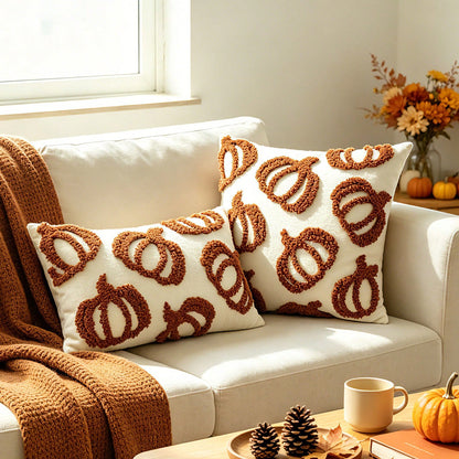 1pc Fall Throw Pillow Covers With Raised Pumpkin 3D Embroidery, Designed For Bedrooms, And Cozy Fall Home Decor Thanksgiving Fall Decors Autumn Decor