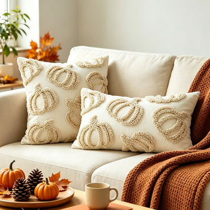 1pc Fall Throw Pillow Covers With Raised Pumpkin 3D Embroidery, Designed For Bedrooms, And Cozy Fall Home Decor Thanksgiving Fall Decors Autumn Decor