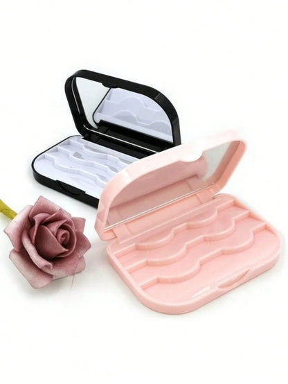 1pc False Eyelashes Storage Box,Pink Makeup Organizer, Portable Storage Case With Mirror, For Travel, Business Trip,Room,Home,Bedroom,Bathroom,House,Pink Room,Living Room Decor,Travel Stuff,Gift Bag,G