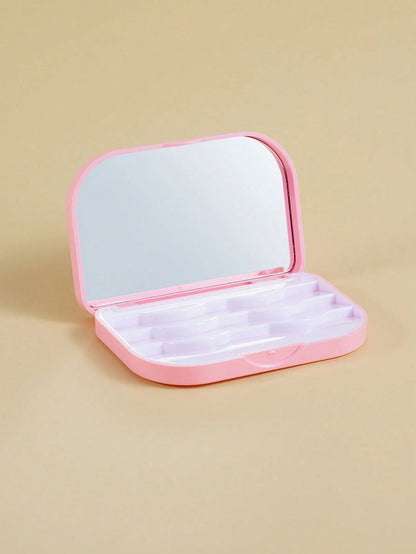 1pc False Eyelashes Storage Box,Pink Makeup Organizer, Portable Storage Case With Mirror, For Travel, Business Trip,Room,Home,Bedroom,Bathroom,House,Pink Room,Living Room Decor,Travel Stuff,Gift Bag,G