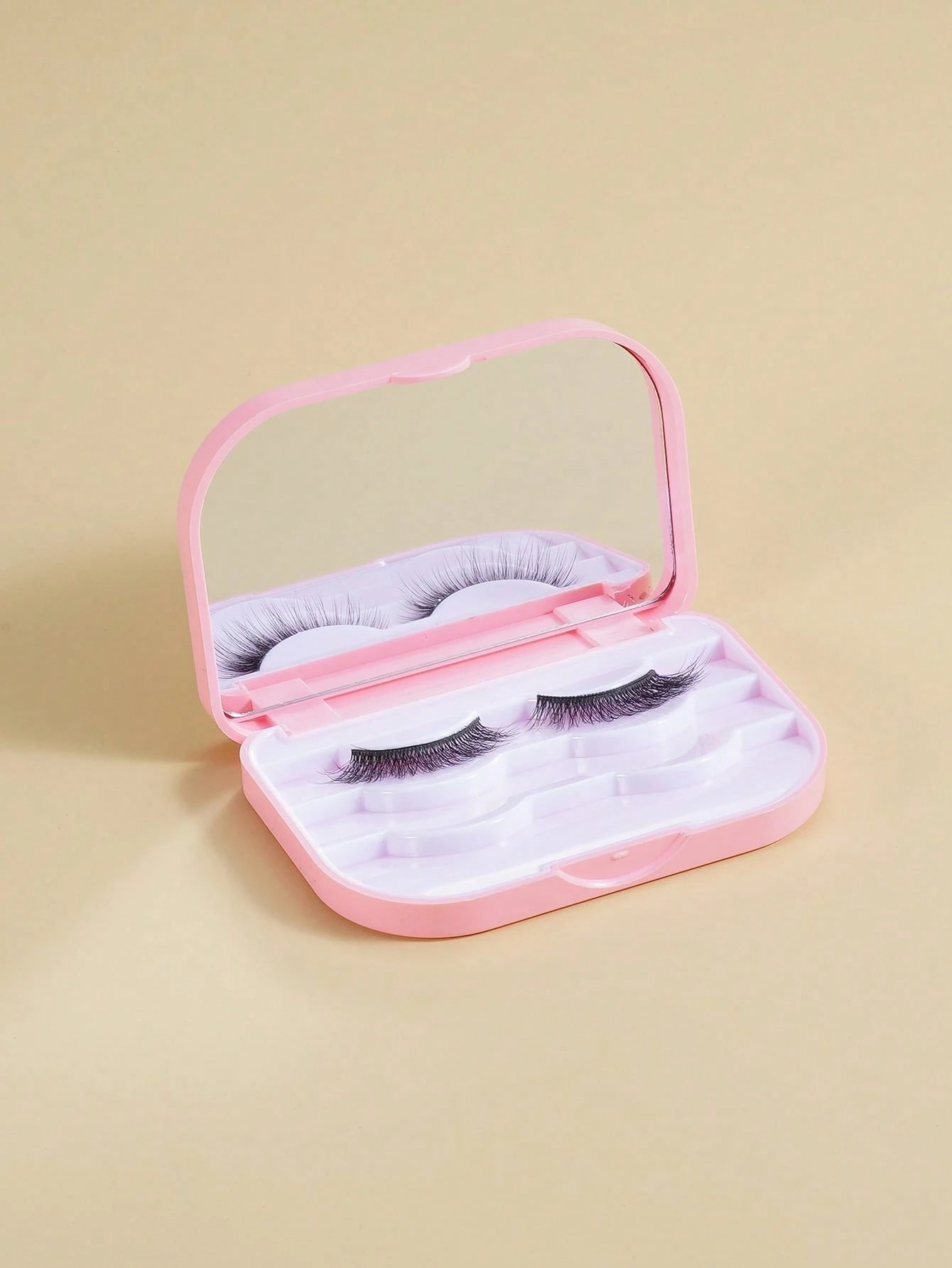 1pc False Eyelashes Storage Box,Pink Makeup Organizer, Portable Storage Case With Mirror, For Travel, Business Trip,Room,Home,Bedroom,Bathroom,House,Pink Room,Living Room Decor,Travel Stuff,Gift Bag,G