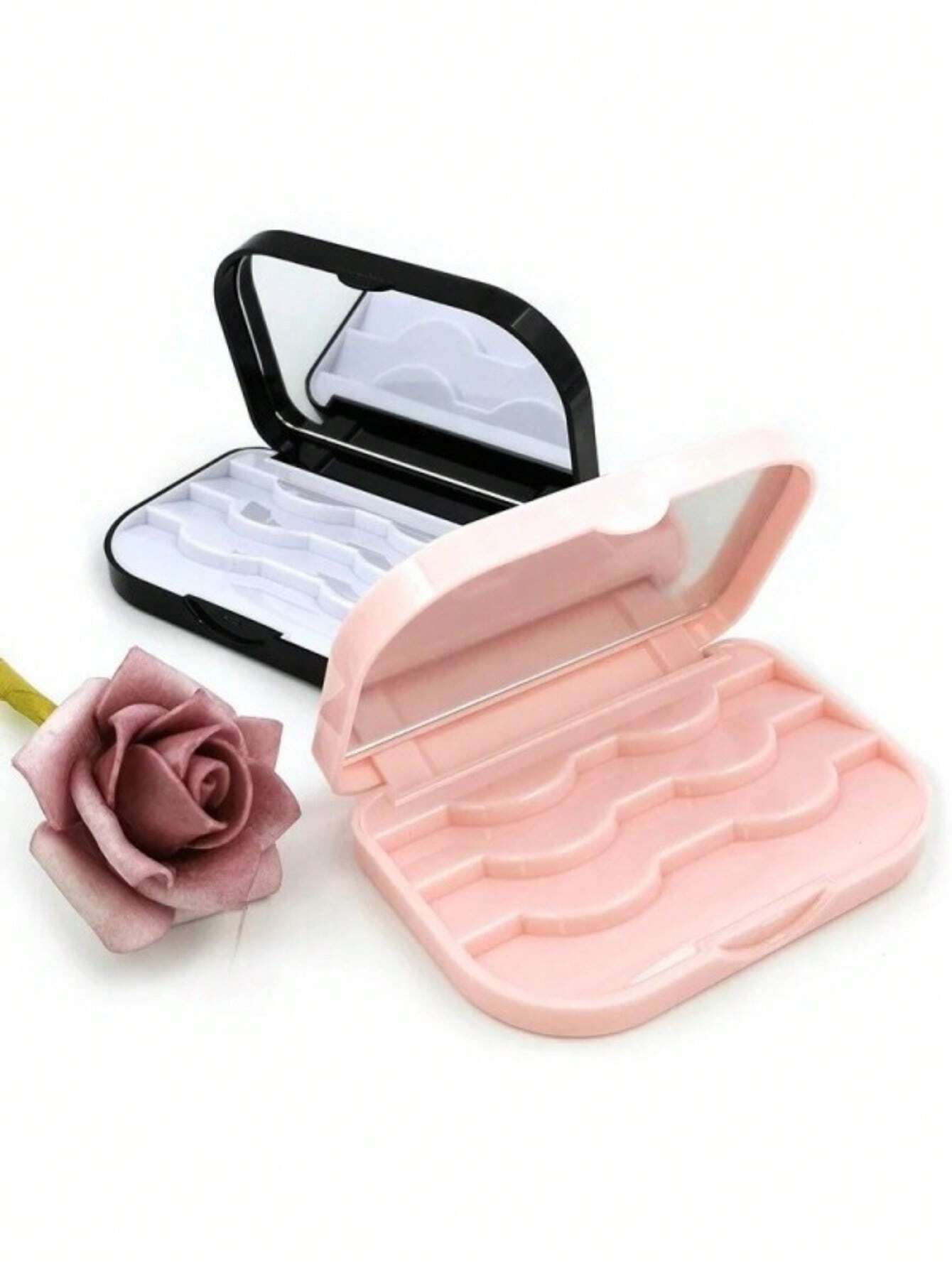 1pc False Eyelashes Storage Box,Pink Makeup Organizer, Portable Storage Case With Mirror, For Travel, Business Trip,Room,Home,Bedroom,Bathroom,House,Pink Room,Living Room Decor,Travel Stuff,Gift Bag,G