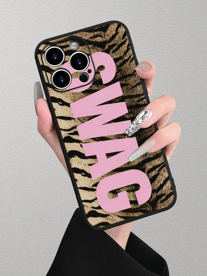 1pc Fashion Creative Personalized Tiger Stripe SWAG 2D Pattern Phone Case, Compatible With IPhone 17/16/15/14/13/12/11 PLUS/PRO/PROMAX, Shockproof, Waterproof, Full Coverage Anti-Slip Anti-Drop Protec
