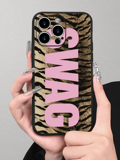 1pc Fashion Creative Personalized Tiger Stripe SWAG 2D Pattern Phone Case, Compatible With IPhone 17/16/15/14/13/12/11 PLUS/PRO/PROMAX, Shockproof, Waterproof, Full Coverage Anti-Slip Anti-Drop Protec