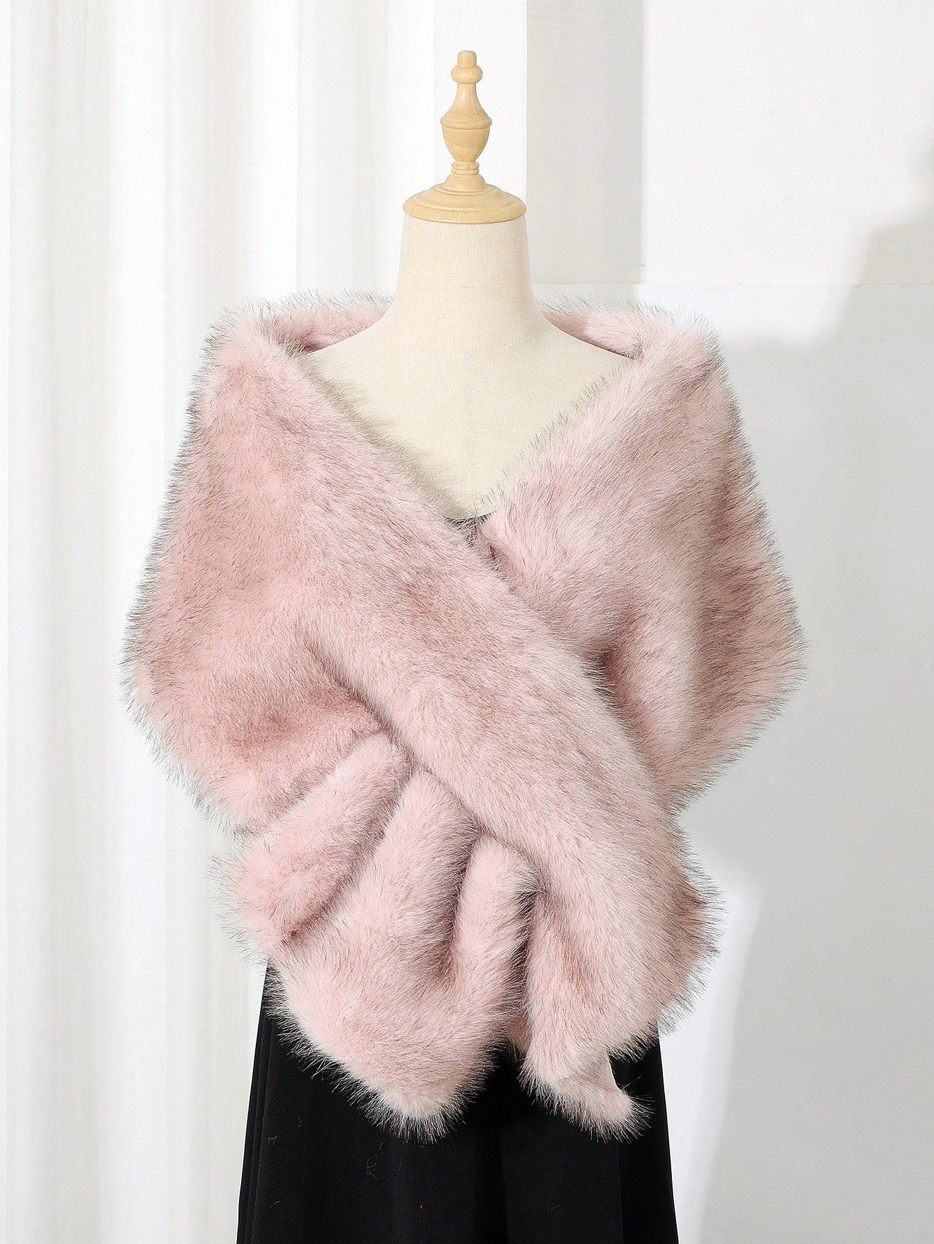 1pc Faux Fur Bridal Shawl With Collar, Autumn/Winter Cape For Wedding Dress, Scarf