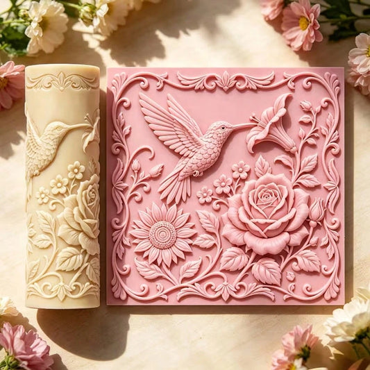 1pc Flower And Bird Texture Roller, Soft Ceramic Embossing Tool, Plastic Clay Tool, High Detail 3D Texture Roller, Suitable For Soft Ceramic, Pottery, Coaster, Jewelry Production, Durable Handmade Sea
