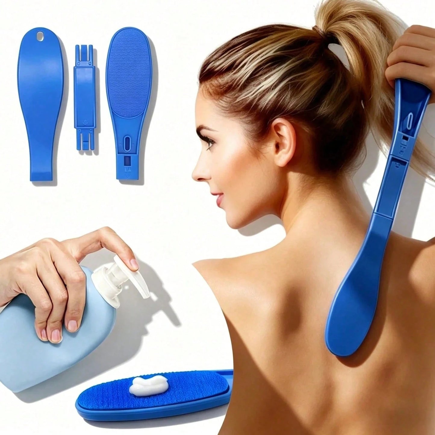 1pc Foldable Back Massager And Lotion Applicator, Foot And Back Lotion Applicator, Suitable For Men And Women, Apply Skincare Cream, Moisturizer, Sunscreen, Home Bathroom Decor, Beach Sunscreen Applic