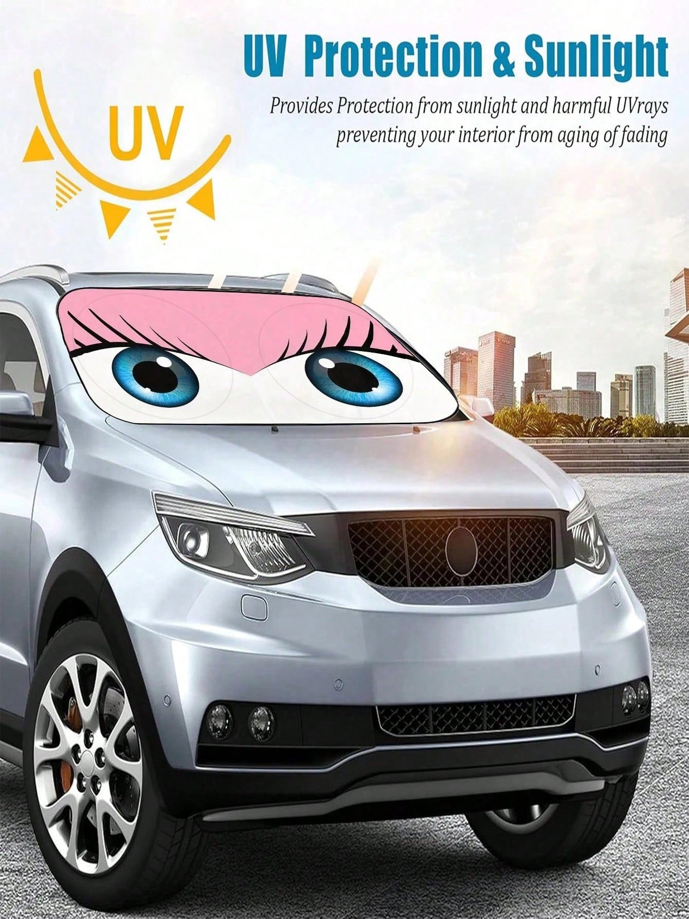 1pc Foldable Car Sunshade, Front Windshield Sunshade With Enhanced UV Protection, Suitable For Sedans, SUVs And Hatchbacks (150cm X 70cm), Perfect For Friends, Graduation Gifts, Back To School Gifts